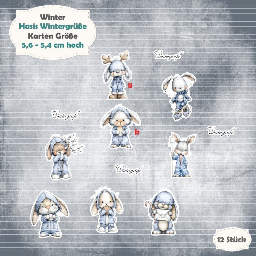 Hasis Wintergrüße - blau - Karten Größe - 12 Stanzteile - Die Cut Hasis Wintergrüße - blau - Karten Größe - 12 Stanzteile - Die Cut