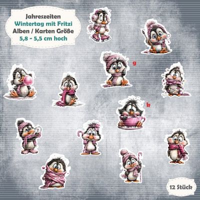 Wintertag mit Fritzi - Alben / Karten / Größe - 12 Stanzteile - Die Cuts