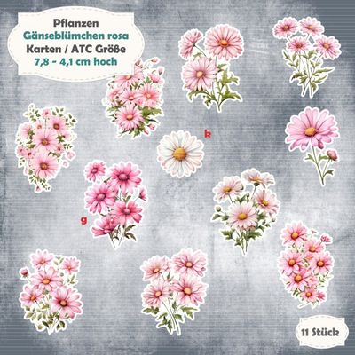 Gänseblümchen rosa - Alben / Karten / ATC Größe - 11 Stanzteile - Die Cuts Gänseblümchen rosa - Alben / Karten / ATC Größe - 11 Stanzteile - Die Cuts
