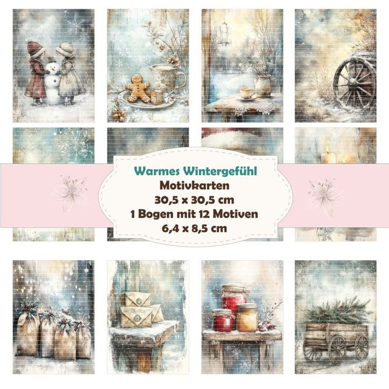 Warmes Wintergefühl - Motivkarten Bogen - 12 Inch - mit 12 Motiven Warmes Wintergefühl - Motivkarten Bogen - 12 Inch - mit 12 Motiven