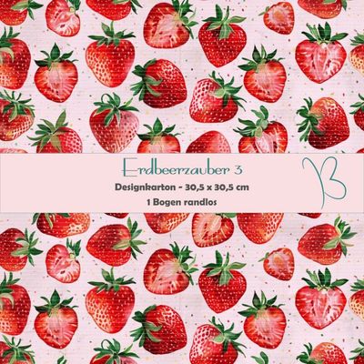 Erdbeerzauber 3 - Designkarton - 30,5 x 30,5 cm - randlos - 1 Bogen