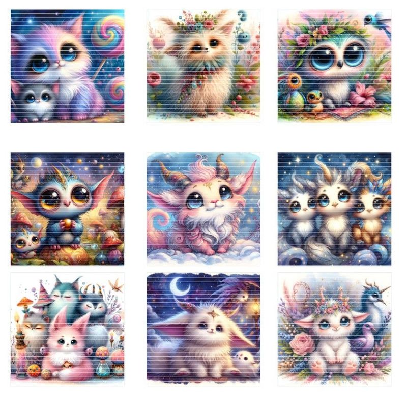 Knuffelpuffel 1 - Motivkarten - 8,5 x 8,5 cm - 9 Motive - 1 Bogen