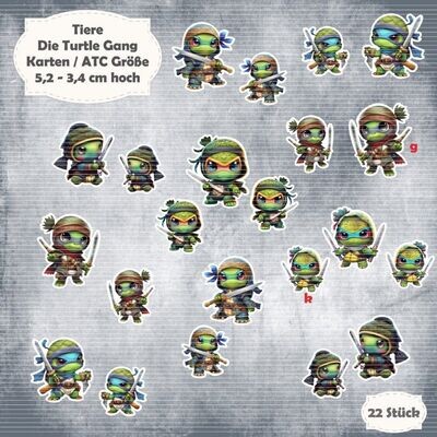 Die Turtle Gang - Schildkröten - 300g - Karten / ATC Größe - 22 Stanzteile - Die Cuts*