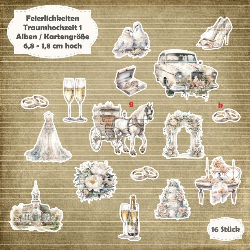Traumhochzeit 1 - 300g - Alben / Kartengröße - 16 Stanzteile - Die Cuts*