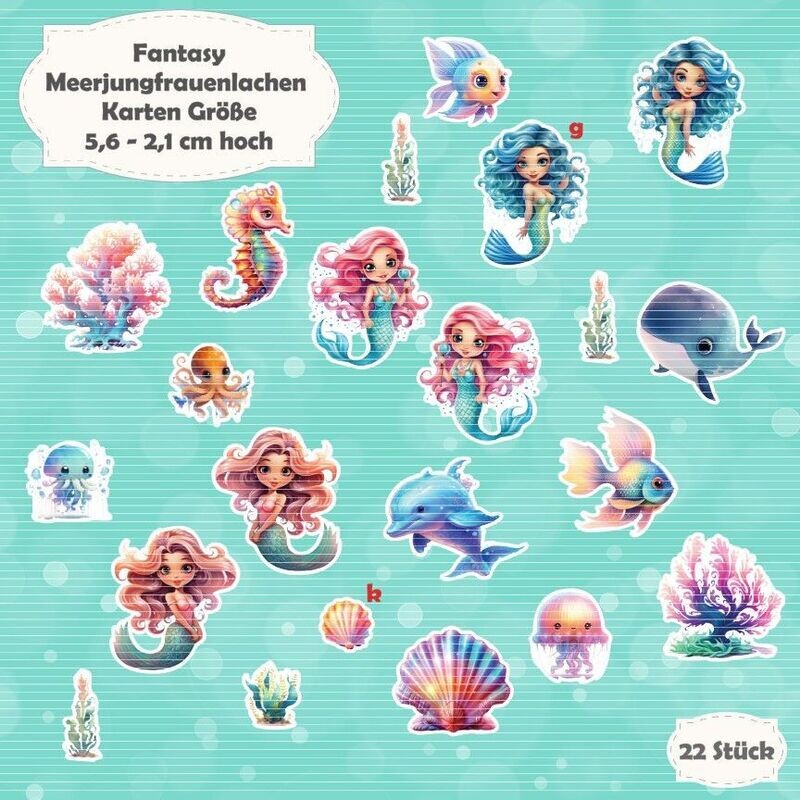 Meerjungfrauenlachen - 300g - Kartengröße - 22 Stanzteile - Die Cuts Meerjungfrauenlachen - 300g - Kartengröße - 22 Stanzteile - Die Cuts