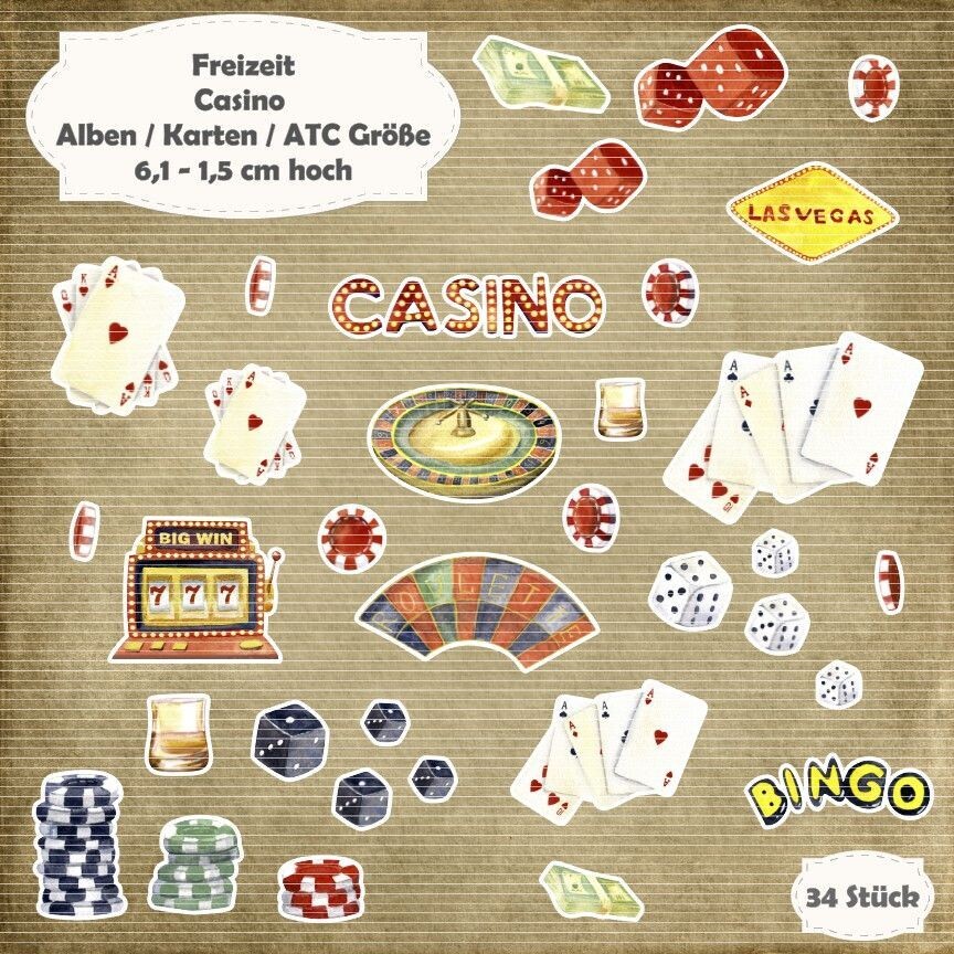 Casino - Alben - 300g creme - Karten / ATC - Größe - 34 Stanzteile - Die Cut*