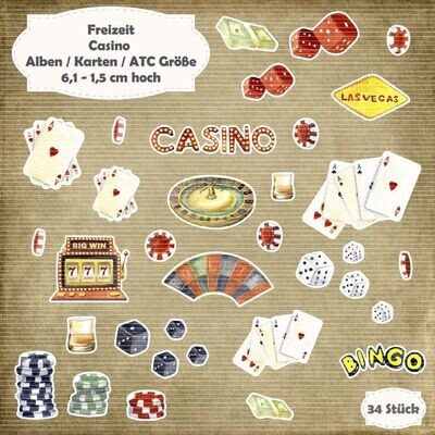 Casino - Alben - 300g creme - Karten / ATC - Größe - 34 Stanzteile - Die Cut*