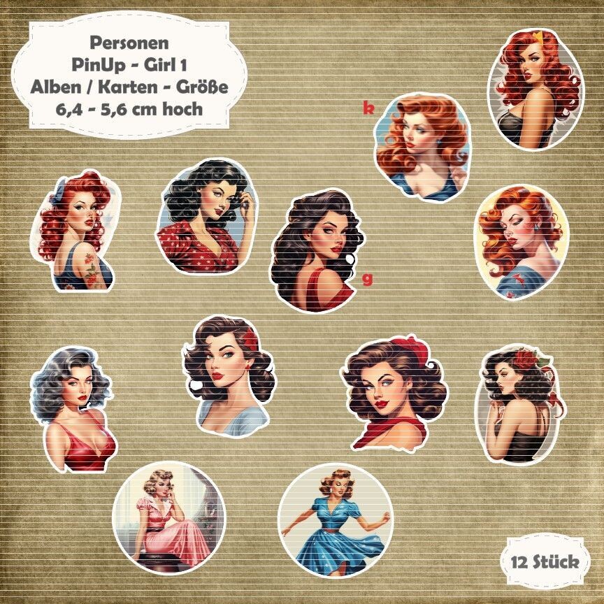 Pin Up Girl 1 -  300g - Alben / Karten Größe - 12 Stanzteile - Die Cut*