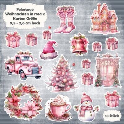 Weihnachten in rosa 2 - 210g -  Karten Größe - 18 Stanzteile - Die Cut*