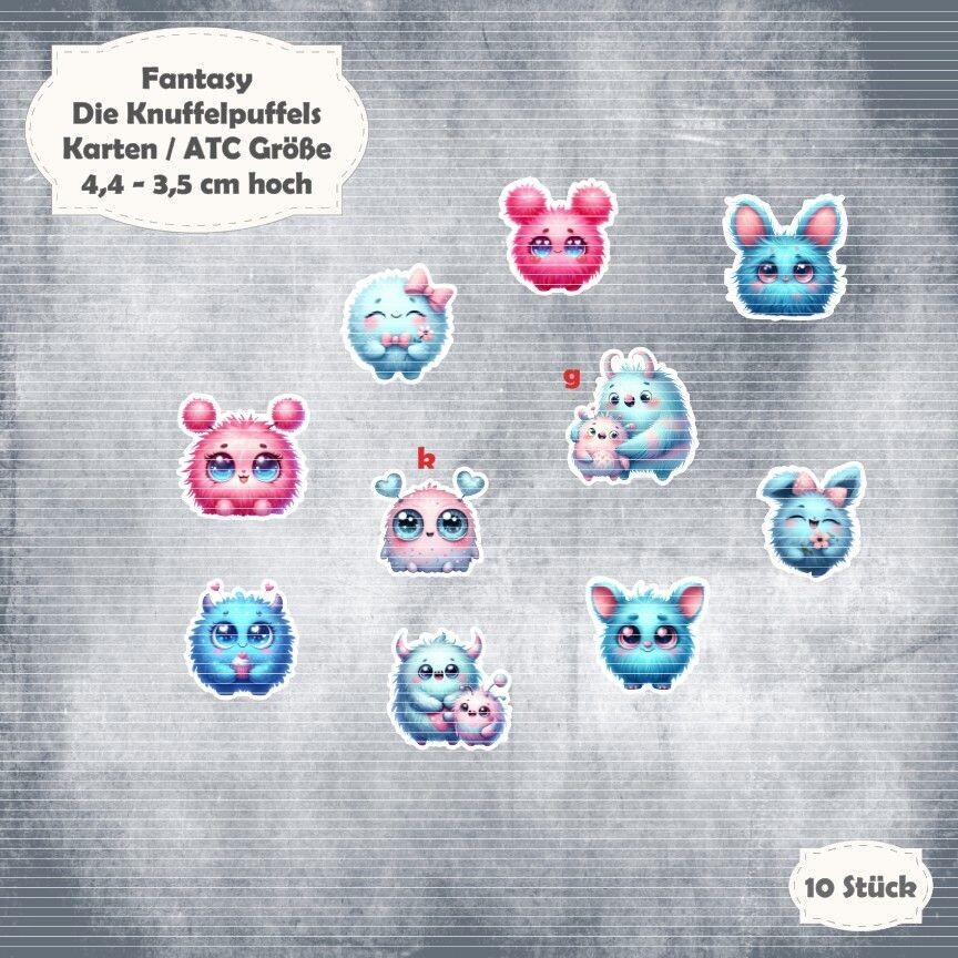 Die Knuffelpuffels - 300g - Karten / ATC Größe - 10 Stanzteile - Die Cut*