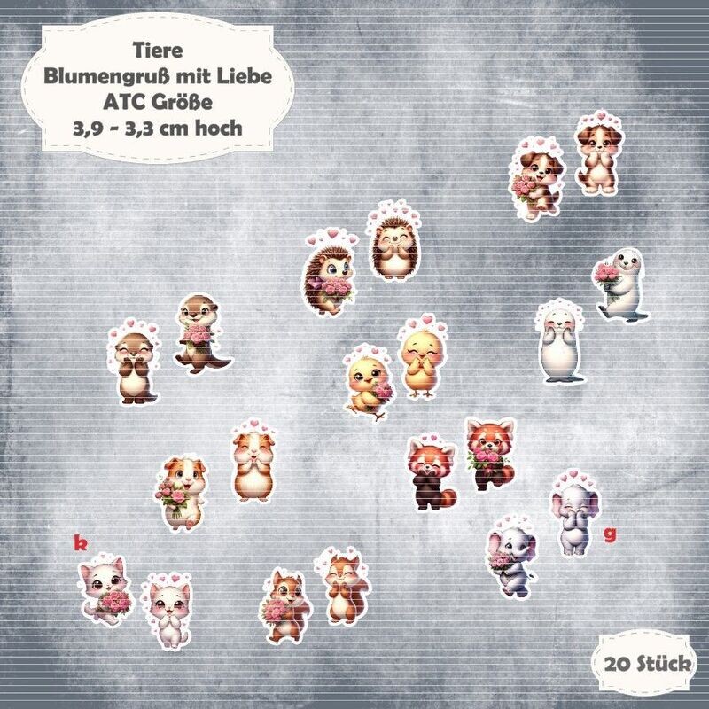 Blumengruß mit Liebe - Tier Mix - 300g - ATC Größe - 20 Teile - Die Cuts*