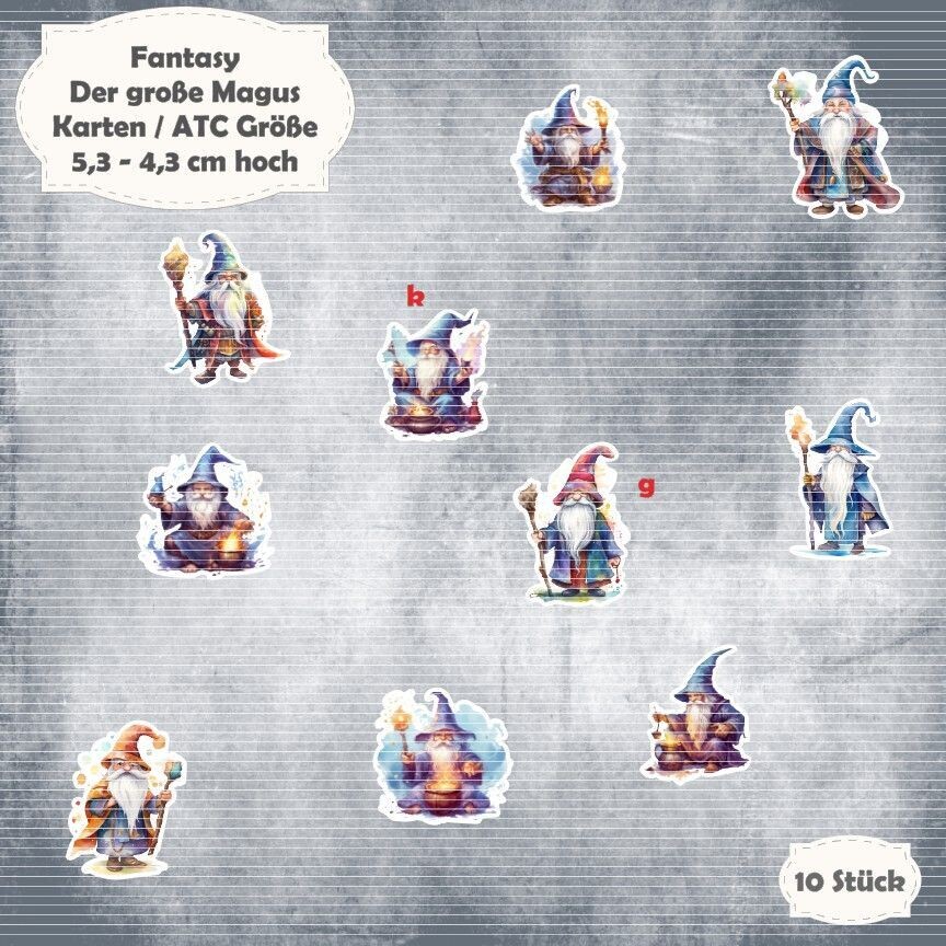 Der große Magus - Magier - 300g - Karten / ATC Größe - 10 Stanzteile - Die Cuts*