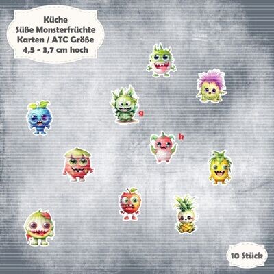 Süße Monsterfrüchte - 300g - Karten / ATC Größe -  10 Stanzteile - Die Cut*