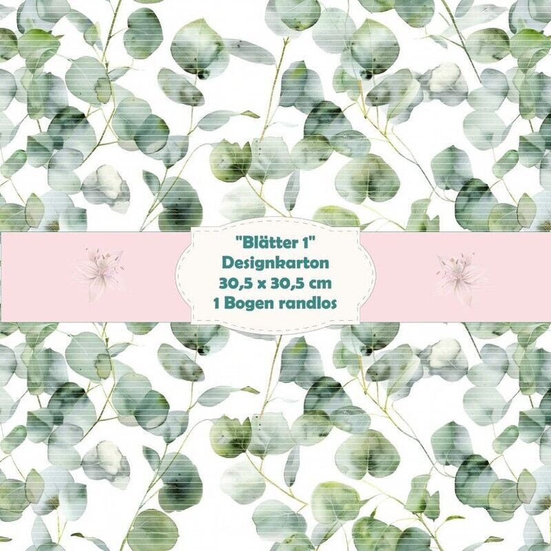 Eucalyptusblätter 1 - Designkarton - 30,5 x 30,5 cm - randlos - 1 Bogen