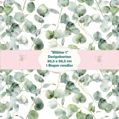 Eucalyptusblätter 1 - Designkarton - 30,5 x 30,5 cm - randlos - 1 Bogen