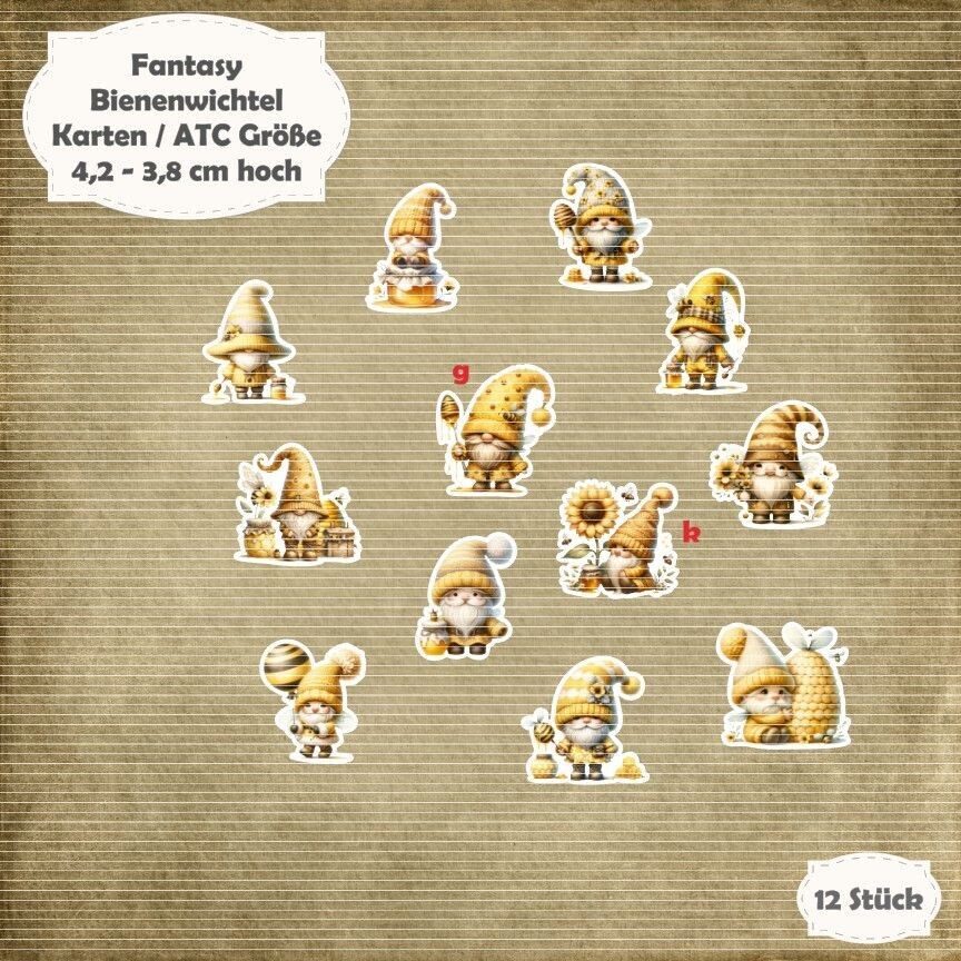 Die Bienenwichtel - 300g - Karten / ATC Größe - 12 Stanzteile - Die Cut