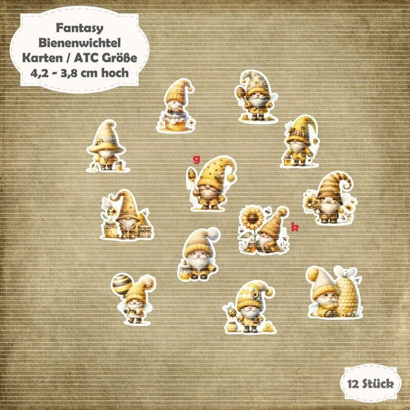 Die Bienenwichtel - 300g - Karten / ATC Größe - 12 Stanzteile - Die Cut