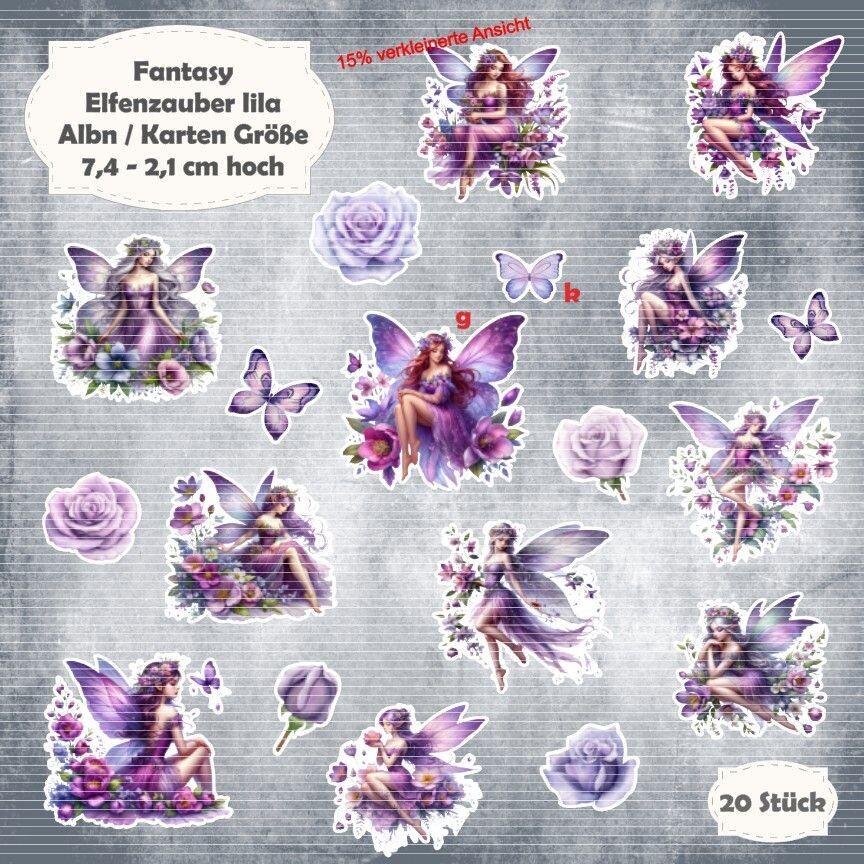 Elfenzauber lila -  210g - Alben / Karten Größe - 20 Stanzteile - Die Cut*