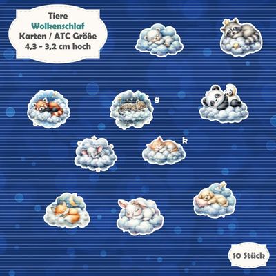 Wolkenschlaf - Tiermix - 300g - Karten / ATC Größe - 10 Stanzteile - Die Cuts*