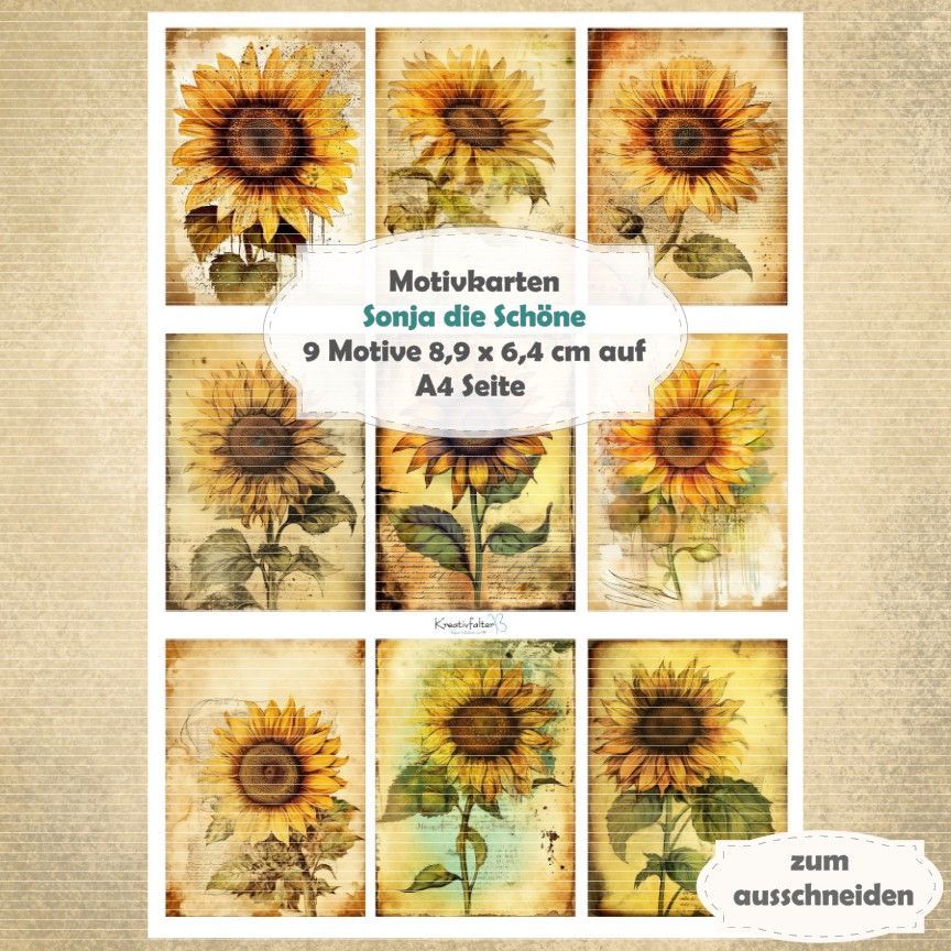 Sonja die Schöne - Motivkarten - A4 Hochformat - 1 Seite mit 9 Motiven Sonja die Schöne - Motivkarten - A4 Hochformat - 1 Seite mit 9 Motiven