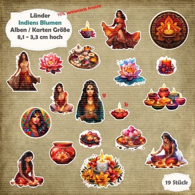 Indiens Blumen - 210g - Alben / Karten  Größe - 19 Stanzteile - Die Cut