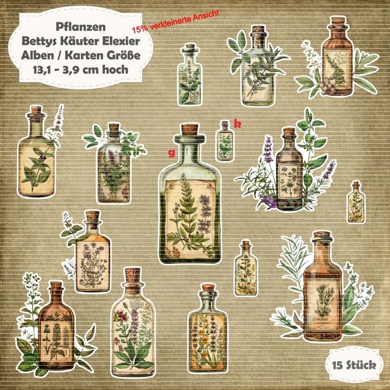 Bettys Kräuter Elexier - 210g - Alben / Karten Größe - 15 Stanzteile - Die Cut* Bettys Kräuter Elexier - 210g - Alben / Karten Größe - 15 Stanzteile - Die Cut*