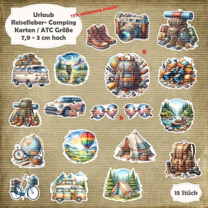 Reisefieber - Camping - 210g - Alben / Karten Größe - 18 Stanzteile - Die Cut*