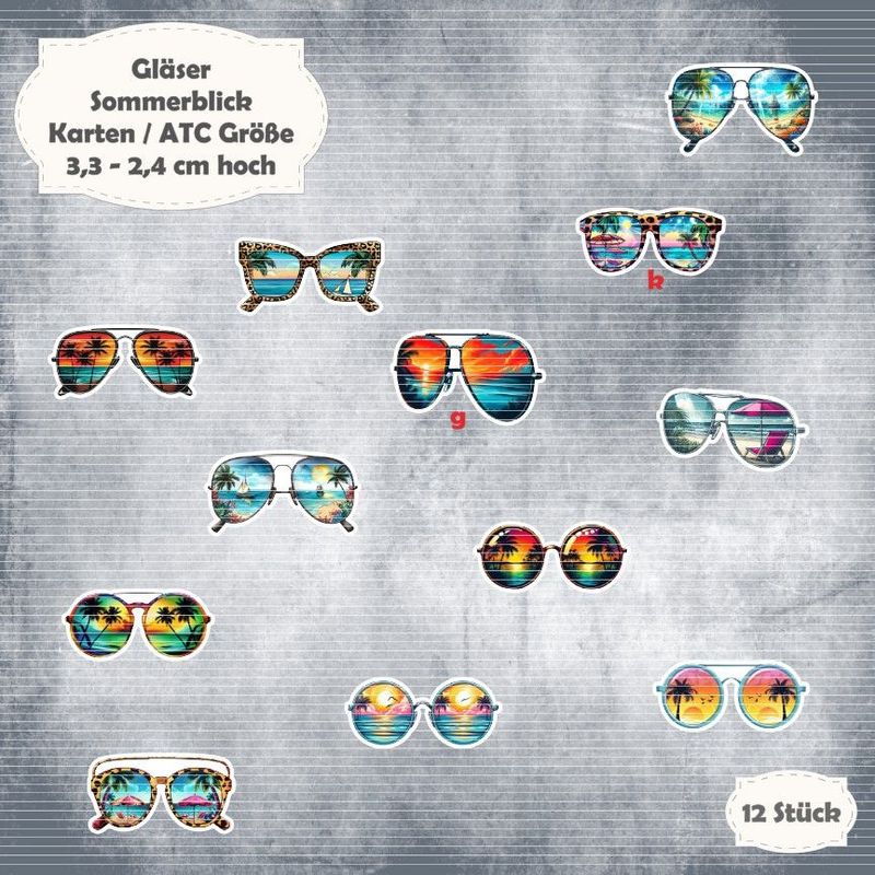 Sommerblick - Gläser - 300g - ATC - 12 Stanzteile - Die Cut*