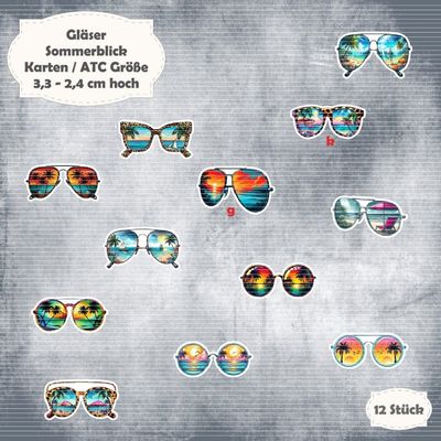 Sommerblick - Gläser - 300g - ATC - 12 Stanzteile - Die Cut*