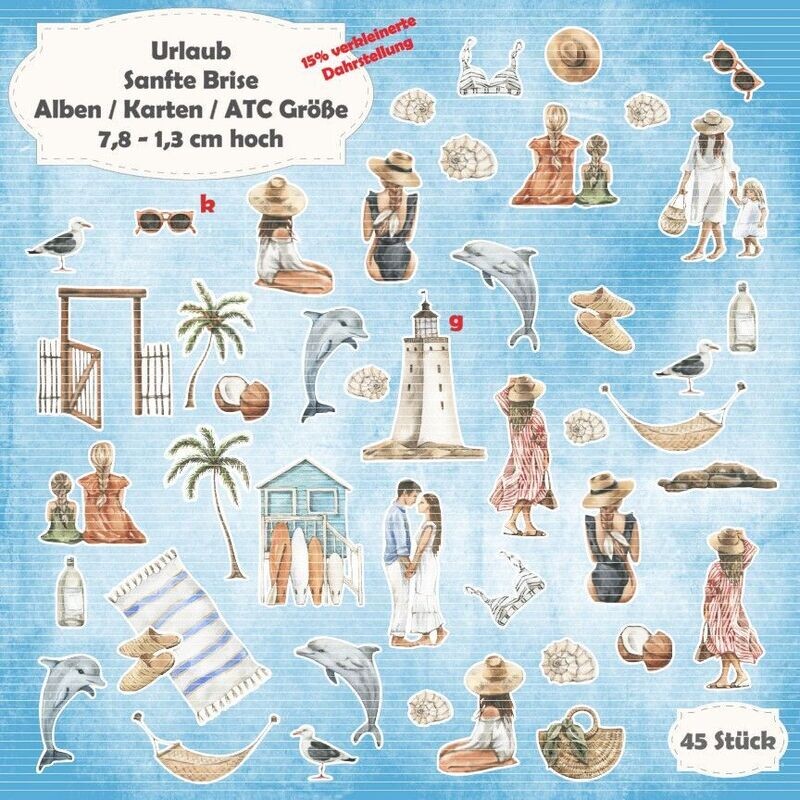 Sanfte Brise - Strand - 210g - Alben / Karten / ATC Größe - 45 Stanzteile - Die Cut*
