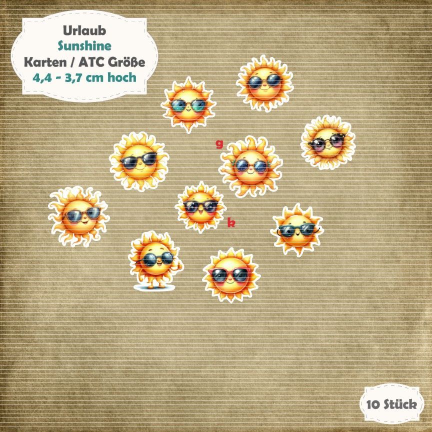 Sunshine - Urlaub - 300g - Karten / ATC Größe - 10 Stanzteile - Die Cut*