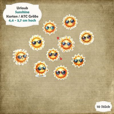 Sunshine - Urlaub - 300g - Karten / ATC Größe - 10 Stanzteile - Die Cut*