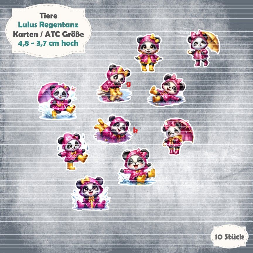 Lulus Regentanz - Pandakind - 300g - Karten / ATC Größe - 10 Stanzteile - Die Cut