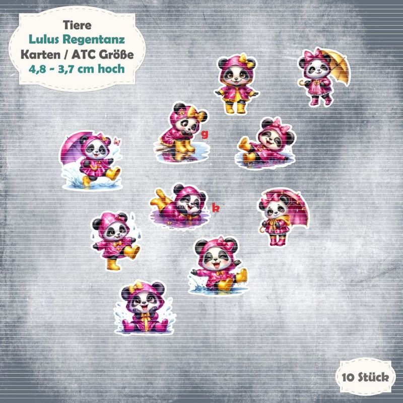 Lulus Regentanz - Pandakind - 300g - Karten / ATC Größe - 10 Stanzteile - Die Cut Lulus Regentanz - Pandakind - 300g - Karten / ATC Größe - 10 Stanzteile - Die Cut