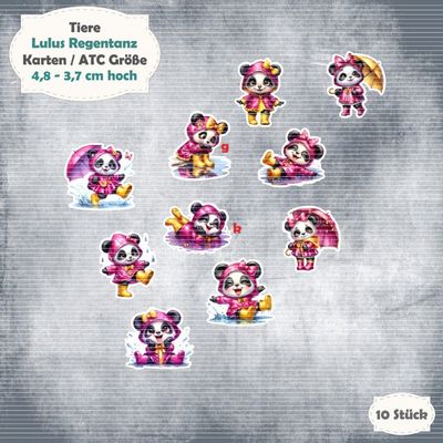 Lulus Regentanz - Pandakind - 300g - Karten / ATC Größe - 10 Stanzteile - Die Cut