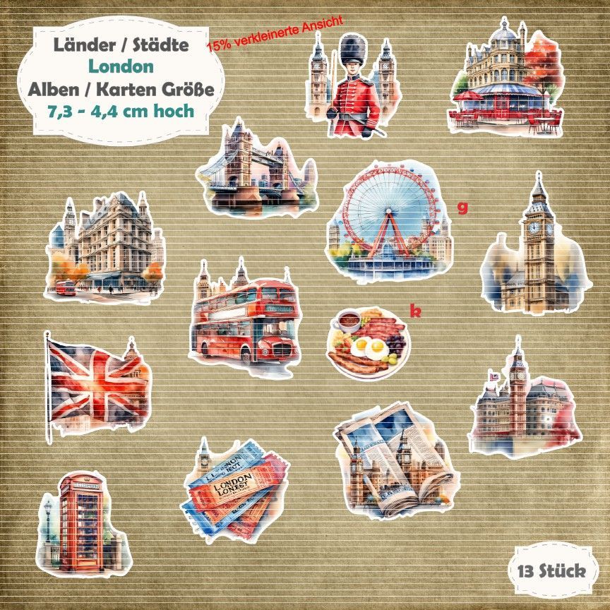 London - 210g - Album / Karte Größe - 13 Teile - Die Cuts