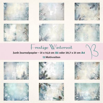 Frostige Winterzeit - Junk Journal Seiten - A4 oder A5 quer - 12 Seiten Frostige Winterzeit - Junk Journal Seiten - A4 oder A5 quer - 12 Seiten