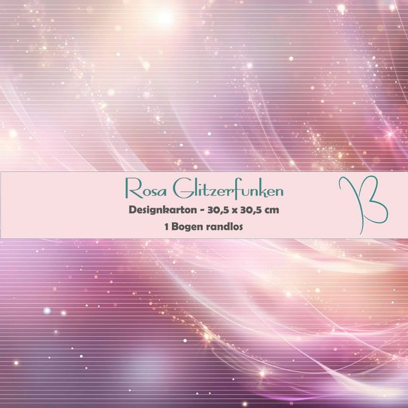 Rosa Glitzerfunken - Designkarton - 30,5 x 30,5 cm - randlos - 1 Bogen