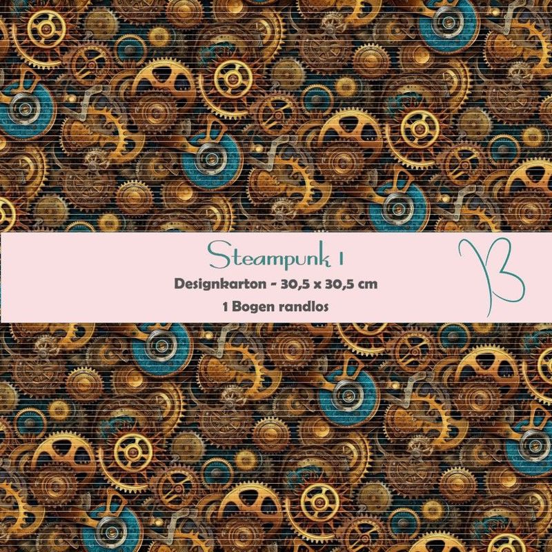 Steampunk 1 - Designkarton - 30,5 x 30,5 cm - randlos - 1 Bogen