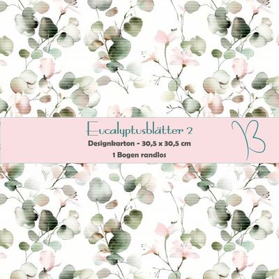 Eucalyptusblätter 2 - Designkarton - 30,5 x 30,5 cm - randlos - 1 Bogen