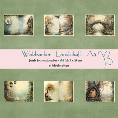 Waldzauber - Landschaft - Junk Journal Seiten - A4 - 6 Seiten Waldzauber - Landschaft - Junk Journal Seiten - A4 - 6 Seiten