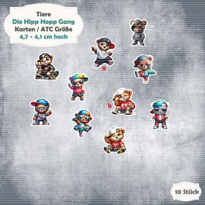 Die Hipp Hopp Gang - Bär - 300g - Karte / ATC Größe - 10 Teile - Die Cuts*