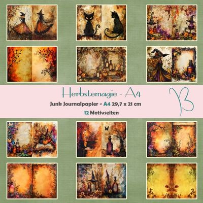 Herbstmagie A4 - Junk Journal Seiten - A4 - 12 Seiten