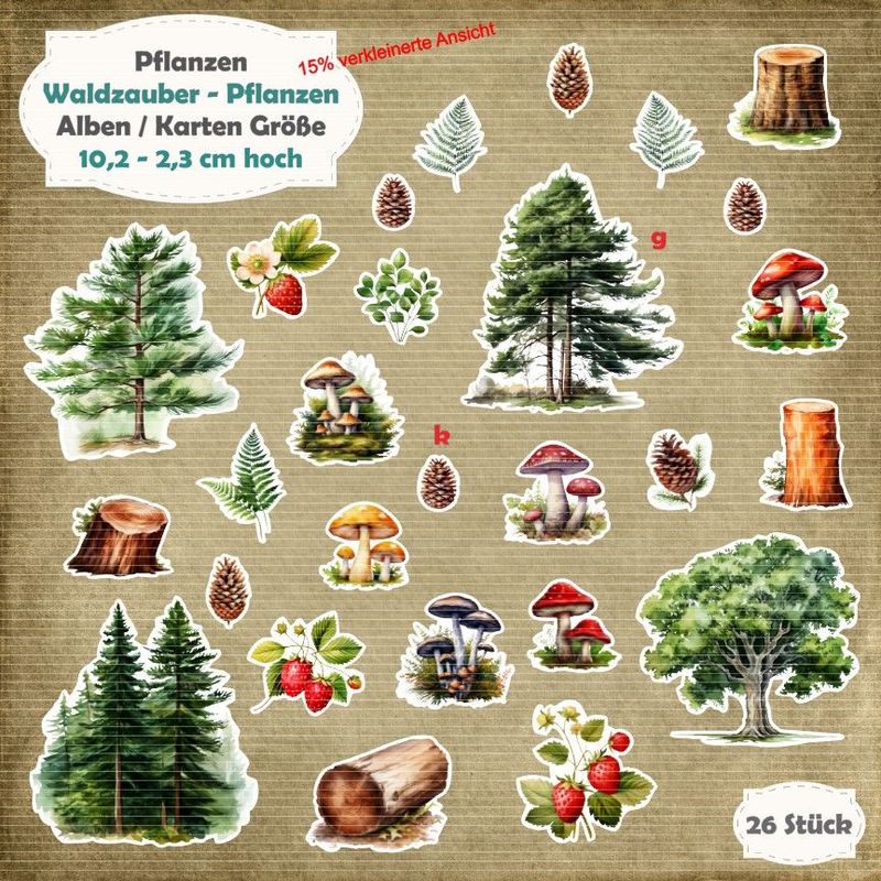 Waldzauber - Pflanzen - Mix - 210g - Album / Karte Größe - 26 Teile - Die Cuts
