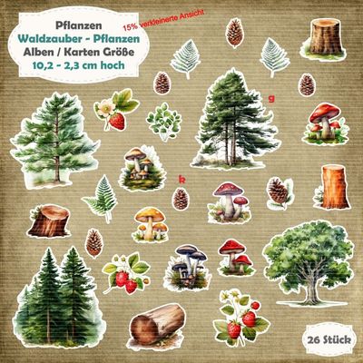 Waldzauber - Pflanzen - Mix - 210g - Album / Karte Größe - 26 Teile - Die Cuts
