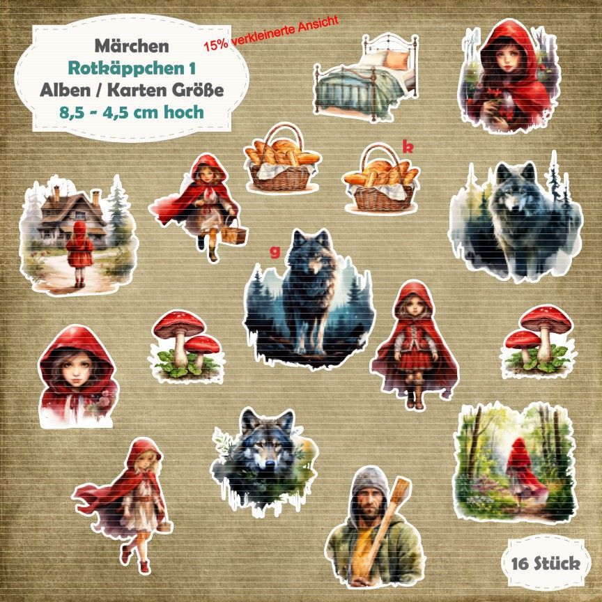 Rotkäppchen 1 - 210g - Album / Karte Größe - 16 Teile - Die Cuts