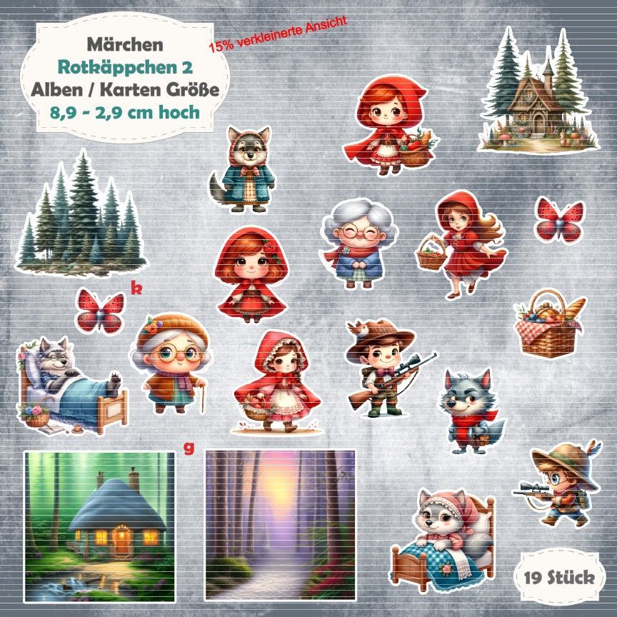 Rotkäppchen 2 - 210g - Album / Karte Größe - 19 Teile - Die Cuts