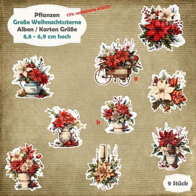 Große Weihnachtssterne - 210g - Album / Karte Größe - 9 Teile - Die Cuts*