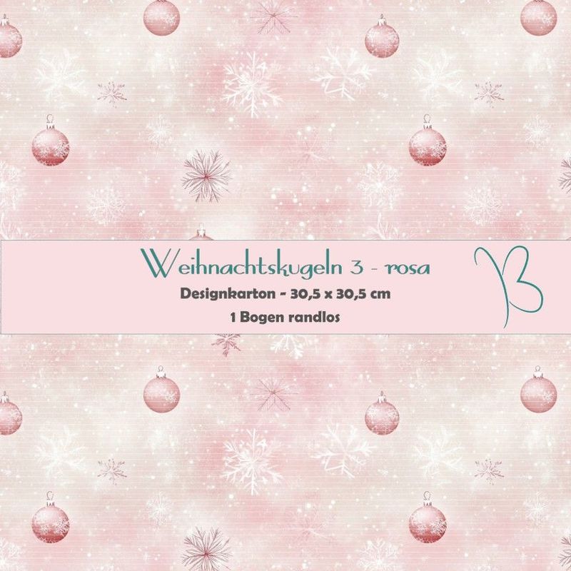 Weihnachtskugeln 3 - rosa - Designkarton - 30,5 x 30,5 cm - randlos - 1 Bogen Weihnachtskugeln 3 - rosa - Designkarton - 30,5 x 30,5 cm - randlos - 1 Bogen