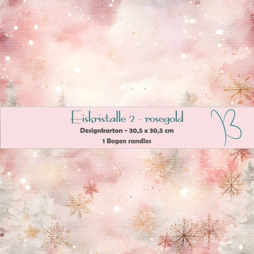 Eiskristalle 2 - rosegold - Designkarton - 30,5 x 30,5 cm - randlos - 1 Bogen*